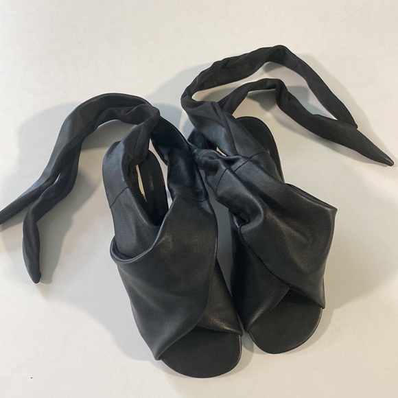 Zara Wrap Around Leather Sandals Black - Picture 6 of 7